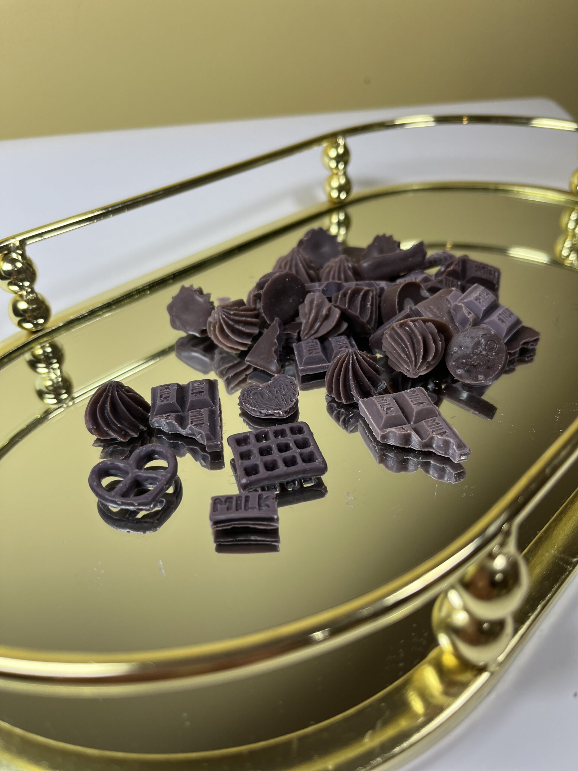 vela de soja artesanal vegana ecológica en forma de postre wax melts en forma de chocolates trufas